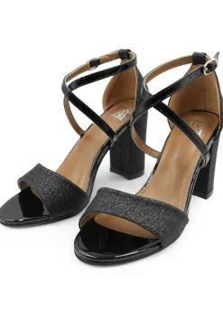 Where's That From Black Ruth Wide Fit Block Heel Sandals