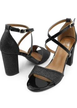 Where's That From Black Ruth Wide Fit Block Heel Sandals