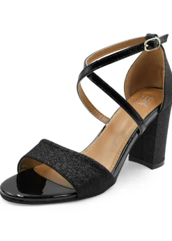 Where's That From Black Ruth Wide Fit Block Heel Sandals