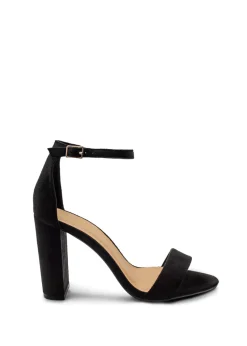 Where's That From Black Suede Skye Strappy Block Heels