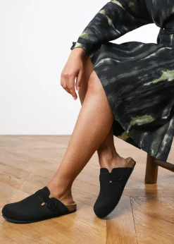 Where's That From Black Suede Zara Slider Sandals