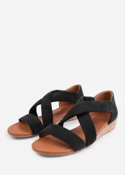 Where's That From Black Suede Hummingbird Extra Wide-Fit Low Wedges