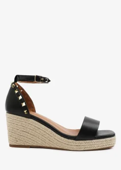 Where's That From BlackPU Presley wide-fit Wedge Sandals With Gladiator-Ankle-Strap