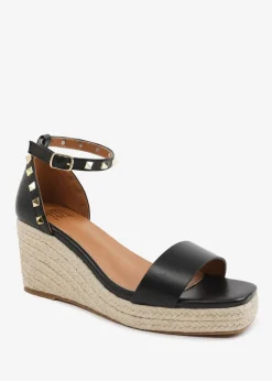 Where's That From BlackPU Presley wide-fit Wedge Sandals With Gladiator-Ankle-Strap