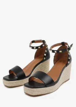 Where's That From BlackPU Presley wide-fit Wedge Sandals With Gladiator-Ankle-Strap
