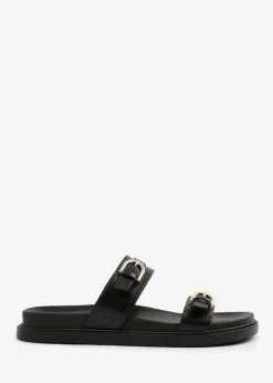 Where's That From BlackPU Abrina Flatform Sandal With Double-Buckle-Strap Details