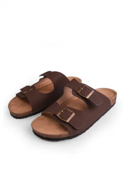 Where's That From Brown Nubuck Willow Flat Sandals