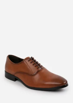 Where's That From Brown PU Nick Oxford Lace Up Work Dress Shoes