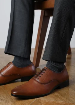 Where's That From Brown PU Nick Oxford Lace Up Work Dress Shoes