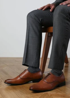 Where's That From Brown PU Nick Oxford Lace Up Work Dress Shoes