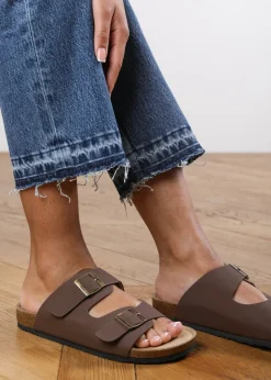 Where's That From Brown Victoria Plaited Flatform Slider