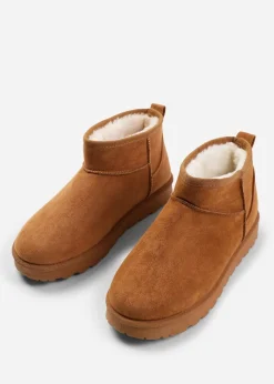 Where's That From Chestnut Faux-Suede Maple Faux Fur Slipper Boots
