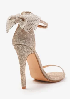Where's That From Chicago Champagne High Heel With Diamante Bow