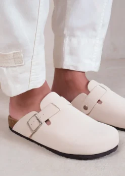 Where's That From Cream Nubuck Palm Closed Toe Flat Sandals