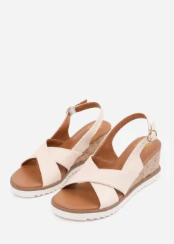 Where's That From Cream PU Qween Wedge Shoes