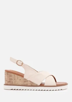 Where's That From Cream PU Qween Wedge Shoes