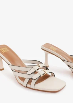 Where's That From Cream PU Ariela Cross-Over Buckle Details Strap Heel