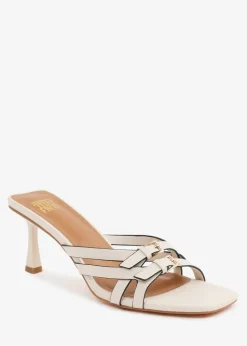 Where's That From Cream PU Ariela Cross-Over Buckle Details Strap Heel