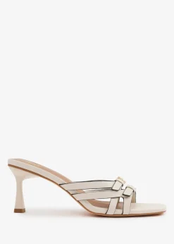 Where's That From Cream PU Ariela Wide-Fit Cross-Over-Buckle Details Strap Heel
