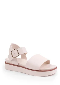 Where's That From Cream Phoenix Wide Fit PU Flat Sandals