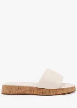 Where's That From Cream PU Julia Wide-Fit Flatform Sliders Sandal