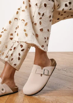 Where's That From Cream Suede Zara Slider Sandals