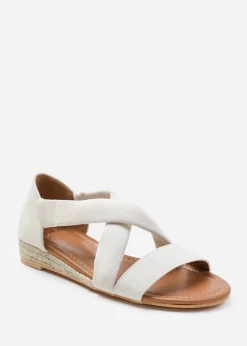 Where's That From Cream Suede Hummingbird Extra Wide-Fit Low Wedges