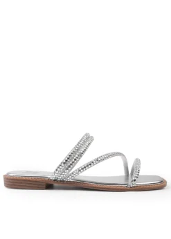 Where's That From Dream Extra Wide Silver Strappy Slider Sandals