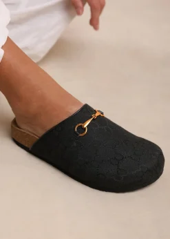 Where's That From Dublin Black Open Back Slip On Loafers