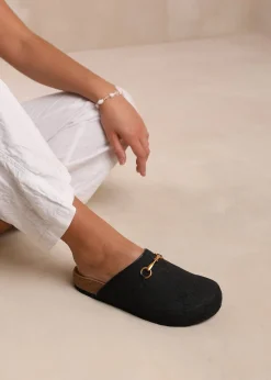 Where's That From Dublin Black Open Back Slip On Loafers