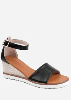 Where's That From Dusk Wedge With Buckle Ankle Strap Black