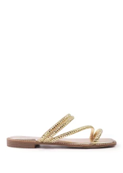 Where's That From Gold Dream Strappy Flat Sandals