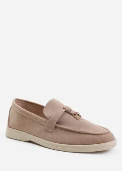 Where's That From Khaki Suede Pegasus Wide-Fit Slip On Loafers