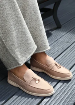 Where's That From Khaki Suede Pegasus Slip On Trim Loafers
