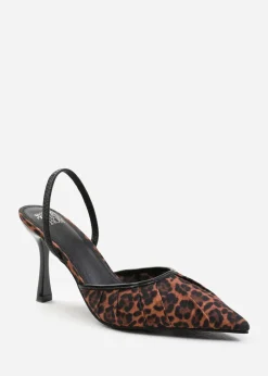 Where's That From Leopard Maldives Wide Fit Pointed Toe Heels