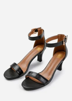 Where's That From Madrid Black Block Heel With Ankle Strap