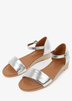 Where's That From Metallic Silver Eleanor Low Wedge Shoes