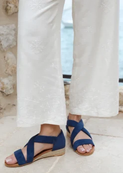 Where's That From Navy Suede Hummingbird Extra Wide-Fit Low Wedges