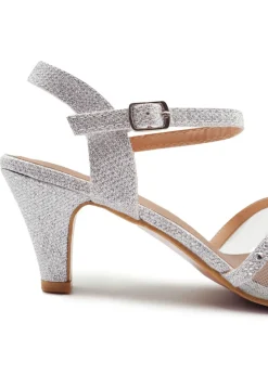 Where's That From Silver Glitter Jillian Diamante Mesh Strappy Heels