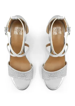Where's That From Silver Ruth Wide Fit Block Heel Sandals
