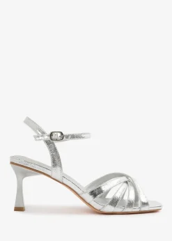 Where's That From Silver PU Torigh Wide-Fit Cross-Over Multi-Strap-Adjustable Buckle Heel