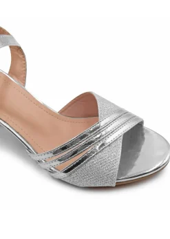 Where's That From Stormi Low Heel Sandals In Silver Glitter