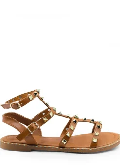 Where's That From Tan Pu Natalia Studded Gladiator Sandals