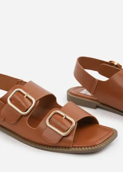 Where's That From Tan PU Cher Flatform Sandal