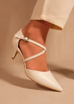 Where's That From White Pu Kennedi Low Kitten Heels