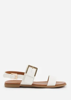 Where's That From White PU Camilla Classic Flat Sandals