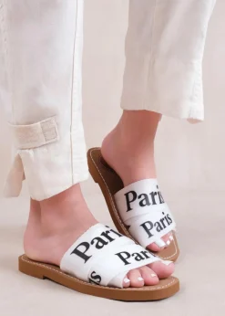 Where's That From White Pu Cobra Flat Sandals