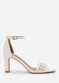 Where's That From White PU Naia Wide-Fit Strappy Block Heel
