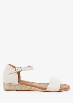 Where's That From Wide-Fit Cream Suede Eleanor Low Wedge Shoes
