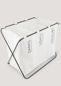 White 3 Section Wire Laundry Basket